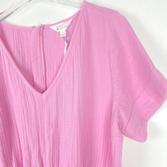 NWT Stitch Fix Market & Spruce Trini Short Sleeve Gauze Romper Pink Size Large L - Picture 4 of 14